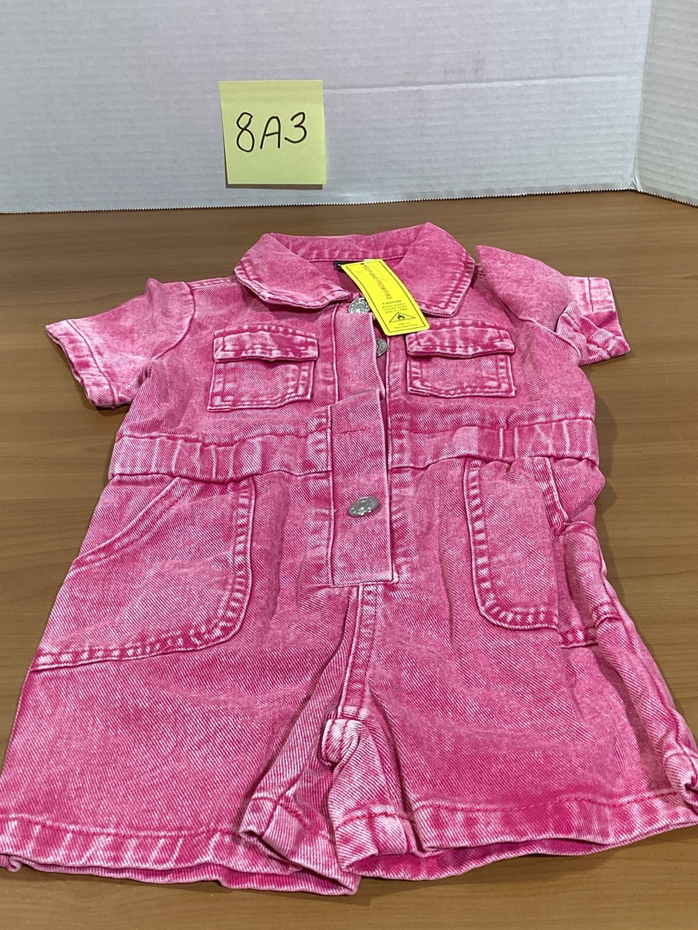SHEIN Pink Denim-Style Short Sleeve One-Piece